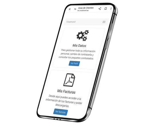 mobile-sinf movil con acceso a perfil cliente en vivamóvil