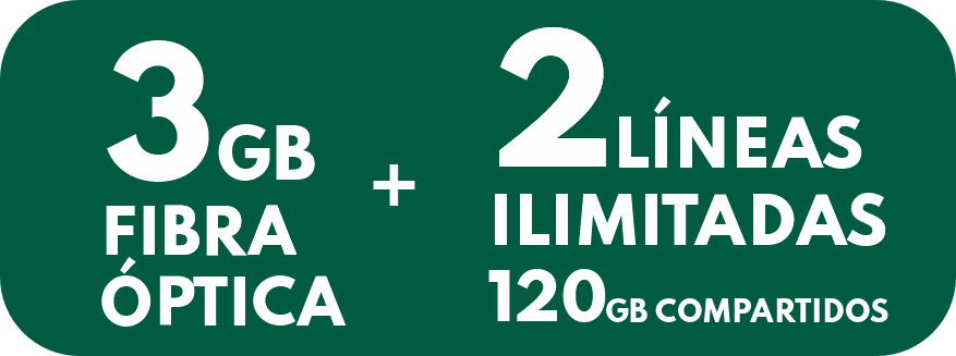 Tándem + 3GB y 2 Líneas con 120Gb a compartir